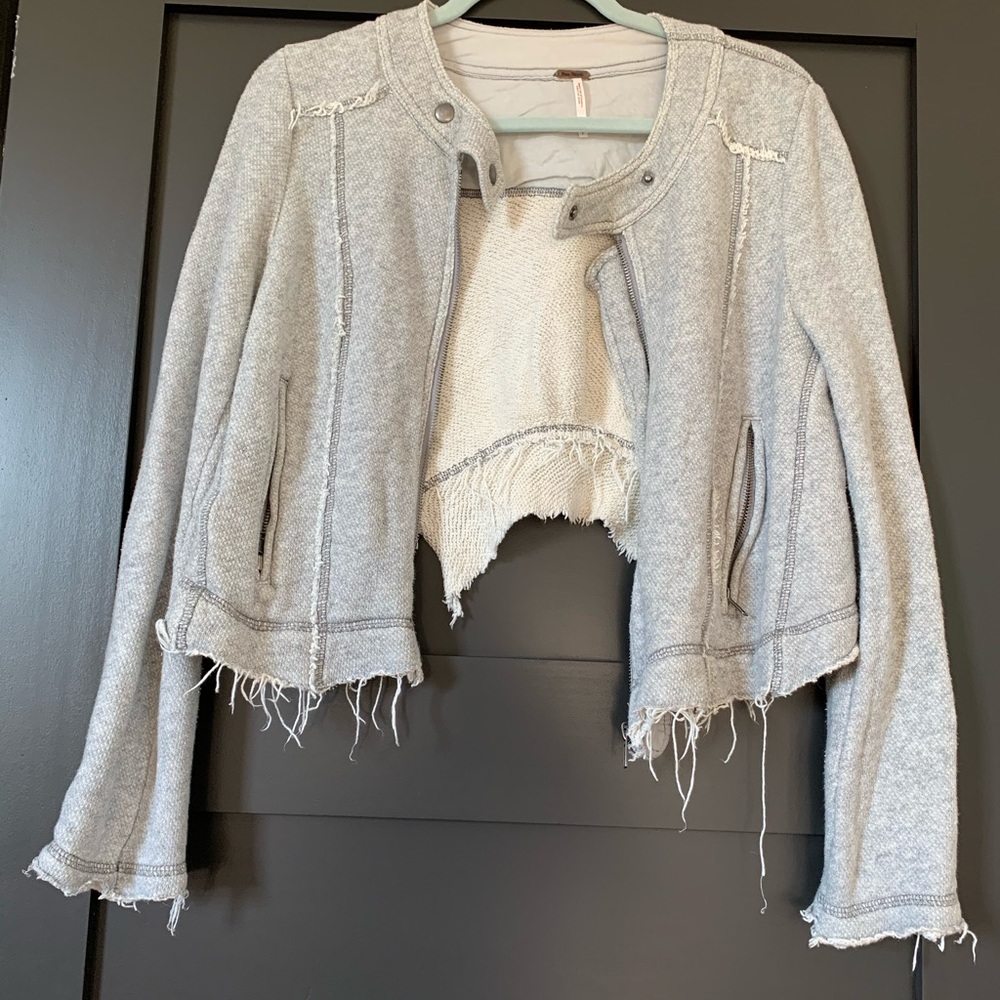 Free people crop sweater moto jacket